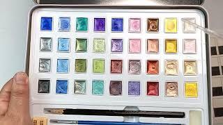 Becky Tregear Art | Grabie 36 Metallic Watercolors Set Review: Unboxing, Swatching, and Painting