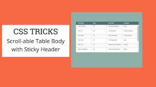 How To Create Scroll-able Table Body with Sticky Table Header | HTML5 & CSS3