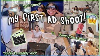 filming MY FIRST AD  shoot *got injured* vlog | thatquirkymiss