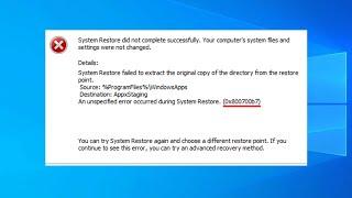 How to fix system restore error 0x800700b7 in Windows 10