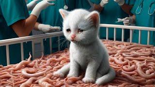 Poor kitten is so afraid of worms    #viral #trending #youtubeshorts #cat #video