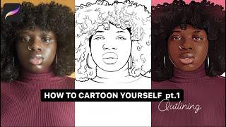 HOW TO CARTOON YOURSELF STEP BY STEP TUTORIAL (pt.1 outlining)