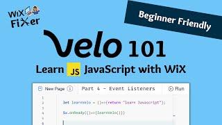 WiX Velo 101 - JavaScript Beginner Tutorial | Part 4: Event Listeners, Button "onClick" event