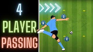 4 Player Passing Drill | One Touch Passing & Pressing | U13, U14, U15
