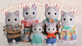 Opening the new Latte cat family & Sibling Exploration set Sylvanian Families unboxing | ラテネコファミリー