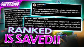 *NEW* DEV UPDATE! RANKED IS SAVED! RANKED REWARDS + FUTURE PLANS! || SUPERVIVE NEWS