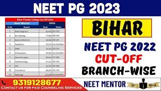 NEET PG 2022 Bihar Open State Branch Wise Cut Off Rank NEET MENTOR