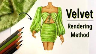 Velvet rendering tutorial | Pencil blending | Fashion Illustration | Art Studio by Srabani