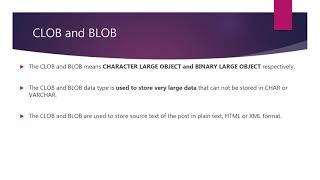 7  CLOB and BLOB in SQL String Values