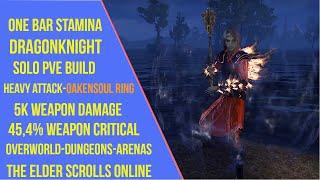 ESO One Bar Stamina Dragonknight Solo PVE Build - Lost Depths - Heavy Attack Build