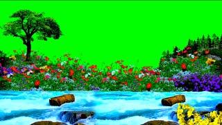 River flowing green screen | Green screen video | waterfall green screen | flower green screen