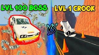 LEVEL 1 CROOK Vs LEVEL 100 BOSS - 3 # BeamNG Drive Canyon jump edition (crashes & stunts)