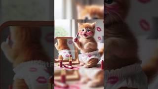 Mischievous Kitten Plays with Mom's Lipstick#cat #cut #kitten #ai