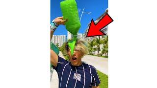 I POURED SLIME ON MY HEAD??! (PUBLIC DARES) #shorts