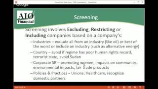 Socially Responsible Investing webinar - presented by AIO Financial