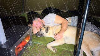 Hot Tent Rain Camping in Storm and Lightning! - Camping in Heavy Rain and Rainstorm