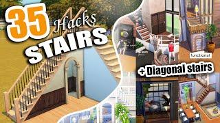 The Sims 4 SUPER IDEAS for DIAGONAL STAIRS (TIPS/TRICKS/HACK)