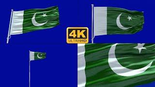 Pakistan flag green screen 4k
