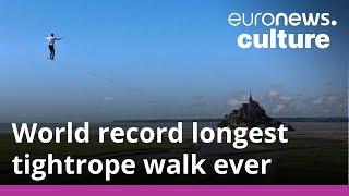 Watch: Frenchman breaks world record for longest tightrope walk ever