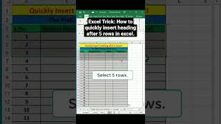 Excel Trick: How to quickly insert heading after 5 rows in excel.