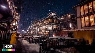 Beautiful GINZAN ONSEN at Night in Obanazawa Yamagata Japan