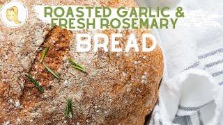 Quick and Easy Roasted Garlic & Fresh Rosemary Dutch Oven Bread | homemade, artisan bread recipe