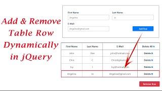 Add and Remove HTML Table Row Dynamically in JQuery | Add Table Row | Remove Table Row