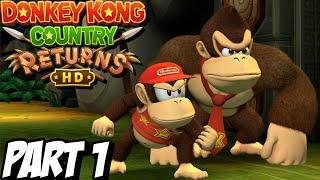 "WORLD 1: JUNGLE" DONKEY KONG COUNTRY RETURNS HD Playthrough Gameplay Part 1 (Nintendo Switch)