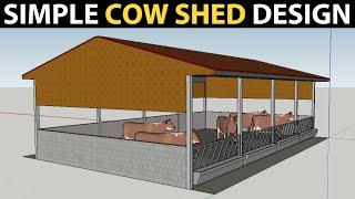 SIMPLE COW SHED DESIGN for 10 Cows | Small Dairy Farm Plans and Designs | Cow barn Ideas