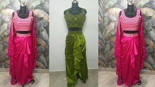 Draping skirt without dummy | Dhoti skirt cutting and stitching |Pleated skirt cutting and stitching