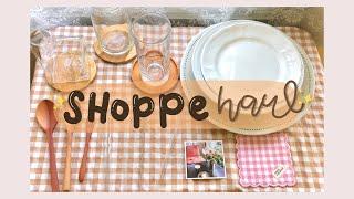 SHOPEE HAUL : peralatan makan aesthetic | piring, gelas, sendok kayu, sedotan kaca, coaster