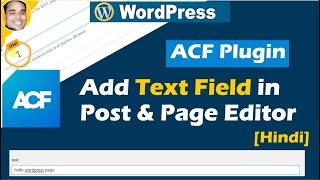 How to add custom text field in wordpress page & post editor with acf wordpress plugin free [Hindi]