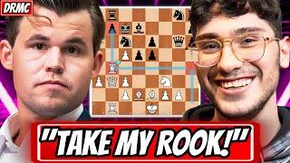 Magnus Carlsen DESTROYS Alireza Firouzja’s French Defense w/ EPIC Rook Sac! (Hans Niemann STUNNED!)