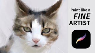 Painting LOOSELY In Procreate. How To Paint Like A Fine Artist In Procreate.  Tabby Cat Tutorial