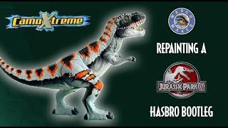 Repainting a Hasbro Bootleg from Walmart into the CamoXtreme Canyon T. rex from Jurassic Park III