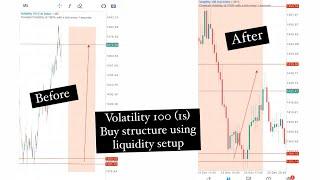 VOLATILITY 100 (1s) BUY SETUP USING LIQUIDITY AND FIBONACCI | BEFORE AND AFTER