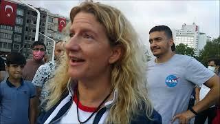 Risky Street Preaching-- Istanbul Turkey--Victory Day--Christian Woman