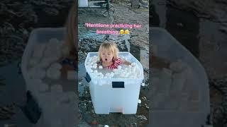 Mother and Daughter take an ice bath together in cute matching swimsuits!