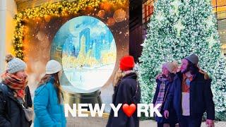 [4K]NYC WalkLexington Ave Christmas Lights & Festive Holiday Windows in Midtown Manhattan 2023