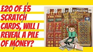 Scratch cards UK 2021. £20 of £5 scratch tickets revealed in this video, only needs one to be a win