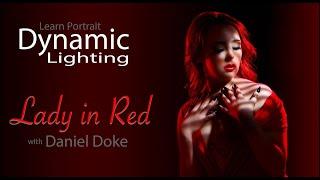 Three light portrait set up for in studio boudoir photography, Lady in Red by Daniel Doke