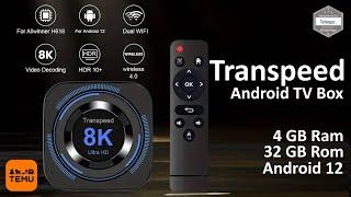 TRANSPEED 8K618T Android TV Box - 4GB Ram & 32GB Rom - Android12 - Allwinner H618 - TEMU - Unboxing