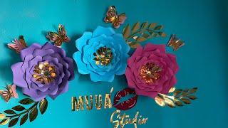 Como hacer flores de papel cartulina con moldes gratis / #manualidades