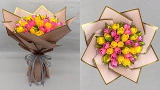 DIY | Сатин туузаар алтанзул цэцгийн баглааг хэрхэн хялбархан хийх вэ | Дугуй цэцгийн баглаа боодол