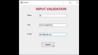 C# Tutorial-Input Validation(Name - Cnic - Email)