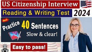 US Citizenship Test 2024 Official English Reading and Writing Test | Read & Write N400 Interview