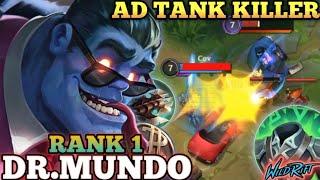 DR.MUNDO SUPER TANK KILLER! UNLIMITED HEAL BUILD - TOP 1 GLOBAL DR.MUNDO BY 전립선자극암컷타락전문가..-WILD RIFT