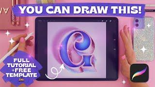 Draw a Glitter Letter in Procreate | Step-by-step Tutorial + FREE Template