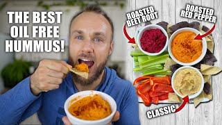 3 Easy Oil Free Hummus Recipes | Classic, Roasted Red Pepper, Roasted Beet