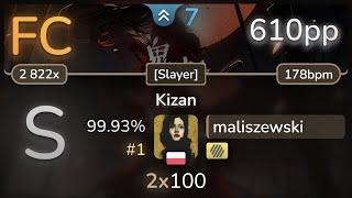7.0⭐ maliszewski | Down - Kizan [Slayer] +HD 99.93% FC #1 | 610pp - osu!